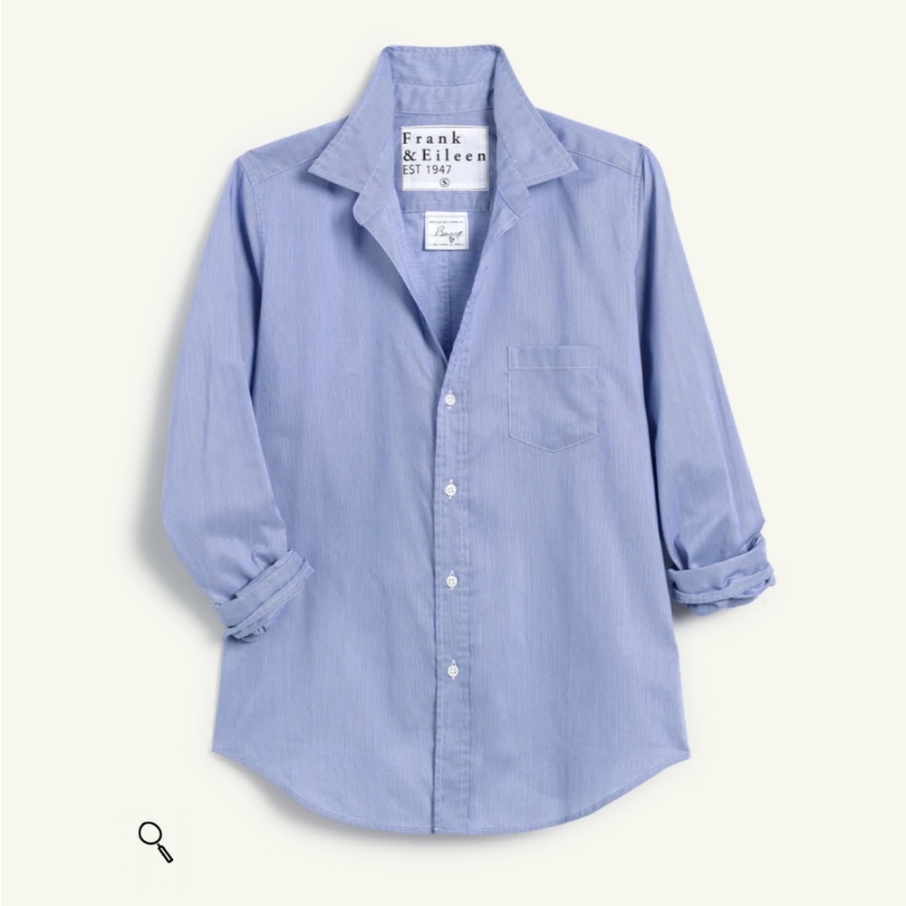 Frank & Eileen Long Sleeve Blue Button Down featherweight cotton shirt. Large.